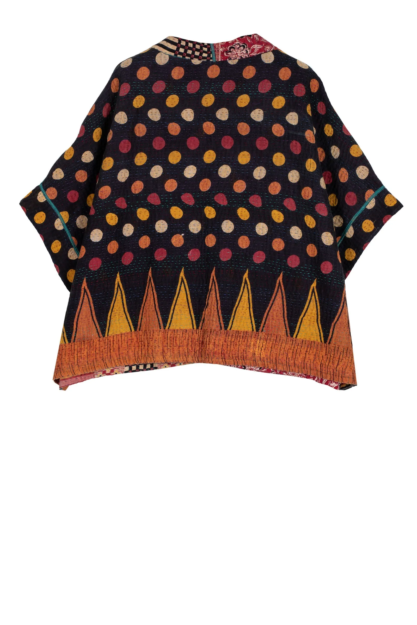 VINTAGE COTTON KANTHA MINI PONCHO - cv4060-0039a -