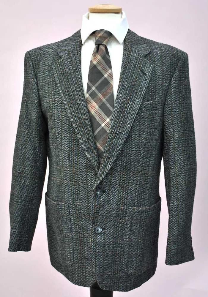 Vintage Grey Check Lightweight Tweed Sports Jacket • St Michael • 38"