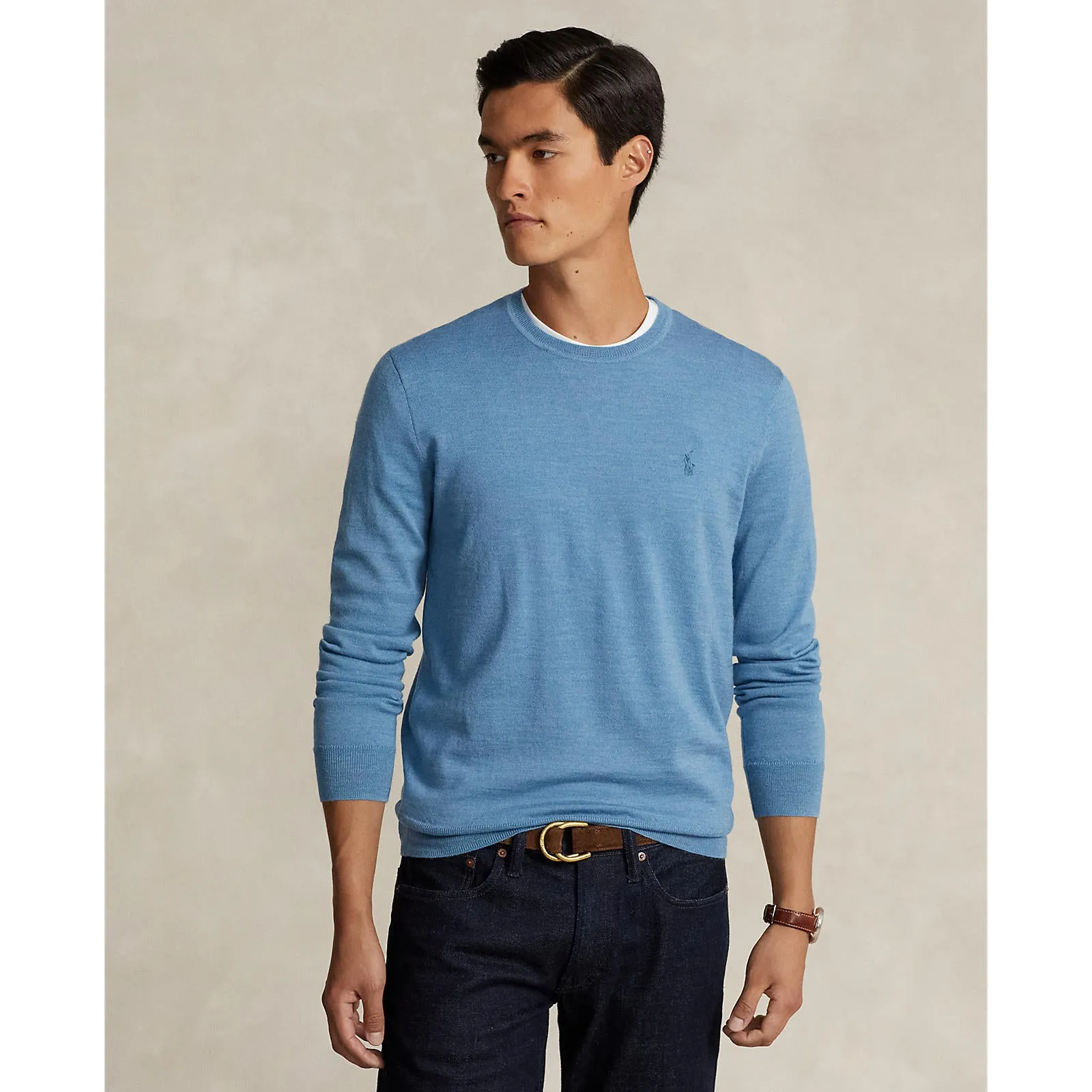 Washable Merino Wool Sweater - Sky Blue Heather