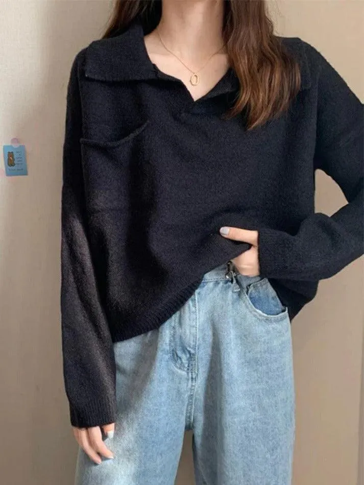 Wenkouban-Spring Casual Outfits Y2K Outfits Pocket Crop Knit Sweater