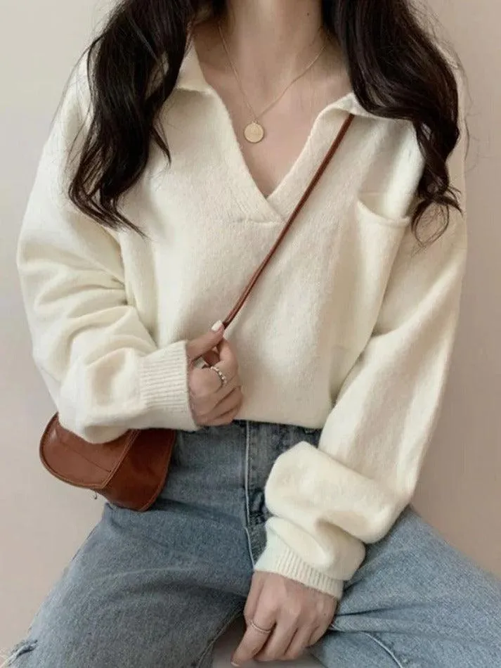 Wenkouban-Spring Casual Outfits Y2K Outfits Pocket Crop Knit Sweater