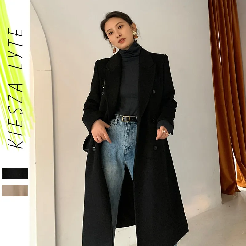 Wenkouban Wool Coat Women Runway Luxury Vintage Long Sleeve Wool & Blends Warm Woollen Quilted Coats Jacket Ladies Outwear 2021 Winter