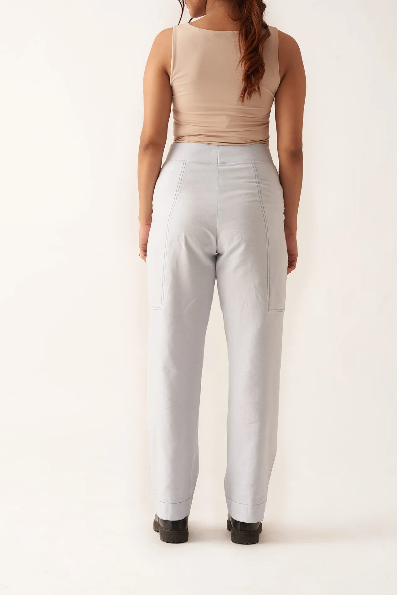 White Cotton Straight Fit Women's Trouser