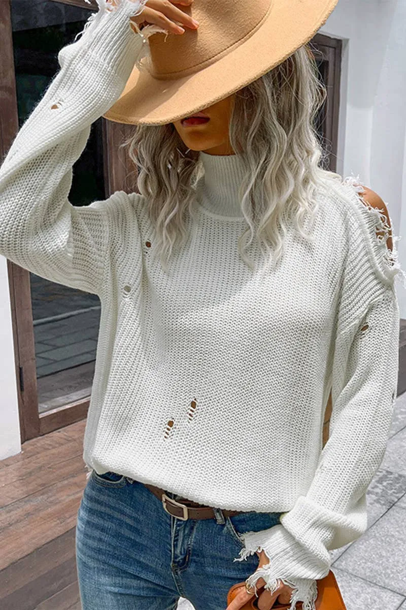 White High Neck Sweater