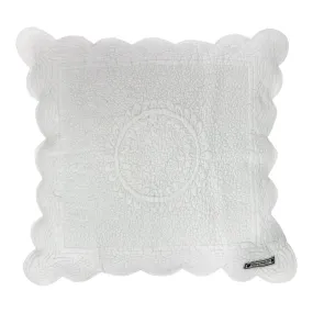 White quilted cushion with scallop edging