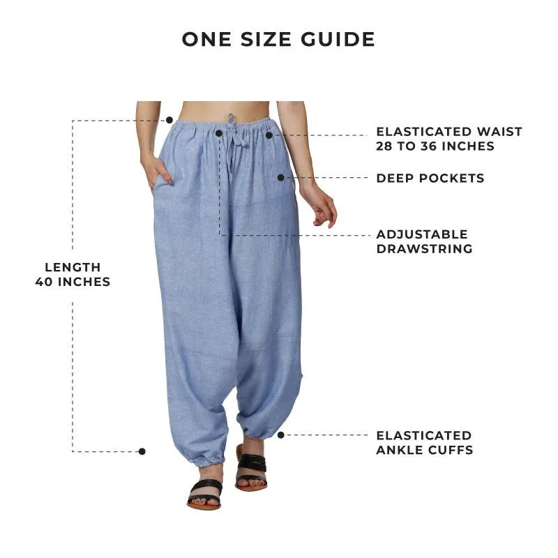 Women's Harem Pants | Lavender Blue | Fits Waist Size 28" to 36"