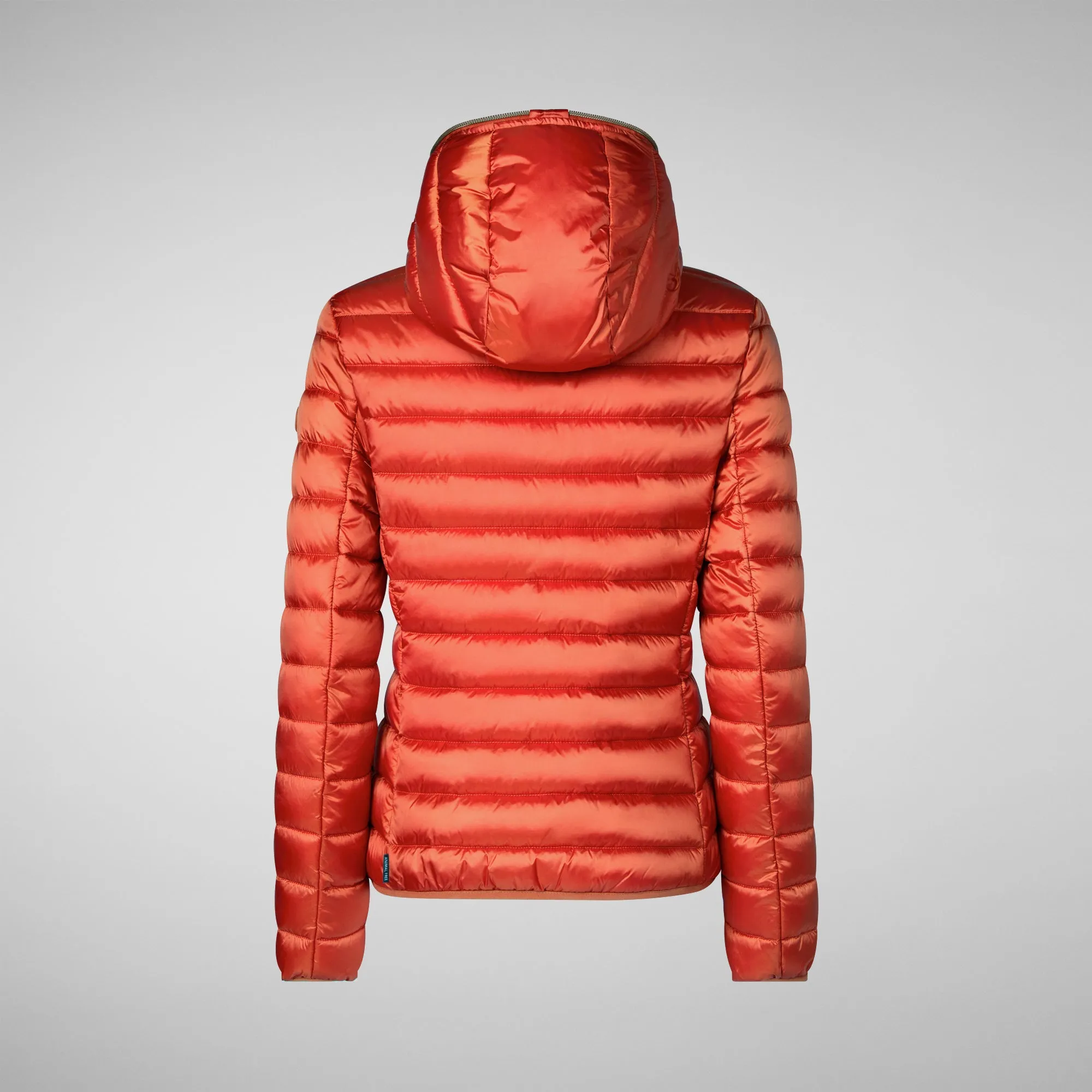 Women's Hooded Animal free Puffer Jacket Alexis in Maple Orange