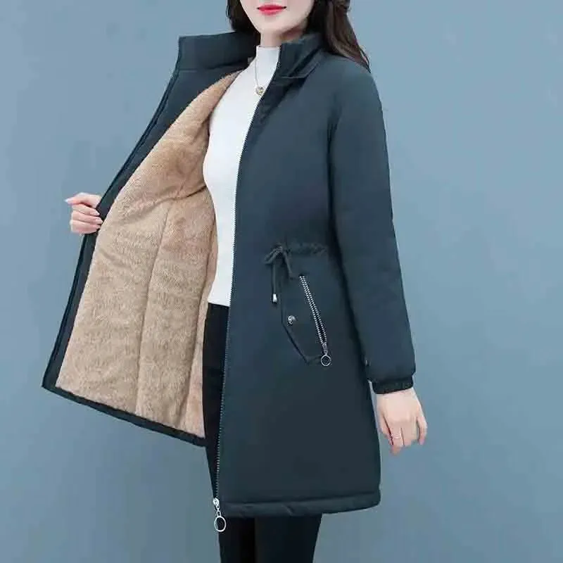 Women's Hooded Thick Cotton Parka Winter Loose Casual Coat Large Size Warm Long Jacket with Pockets