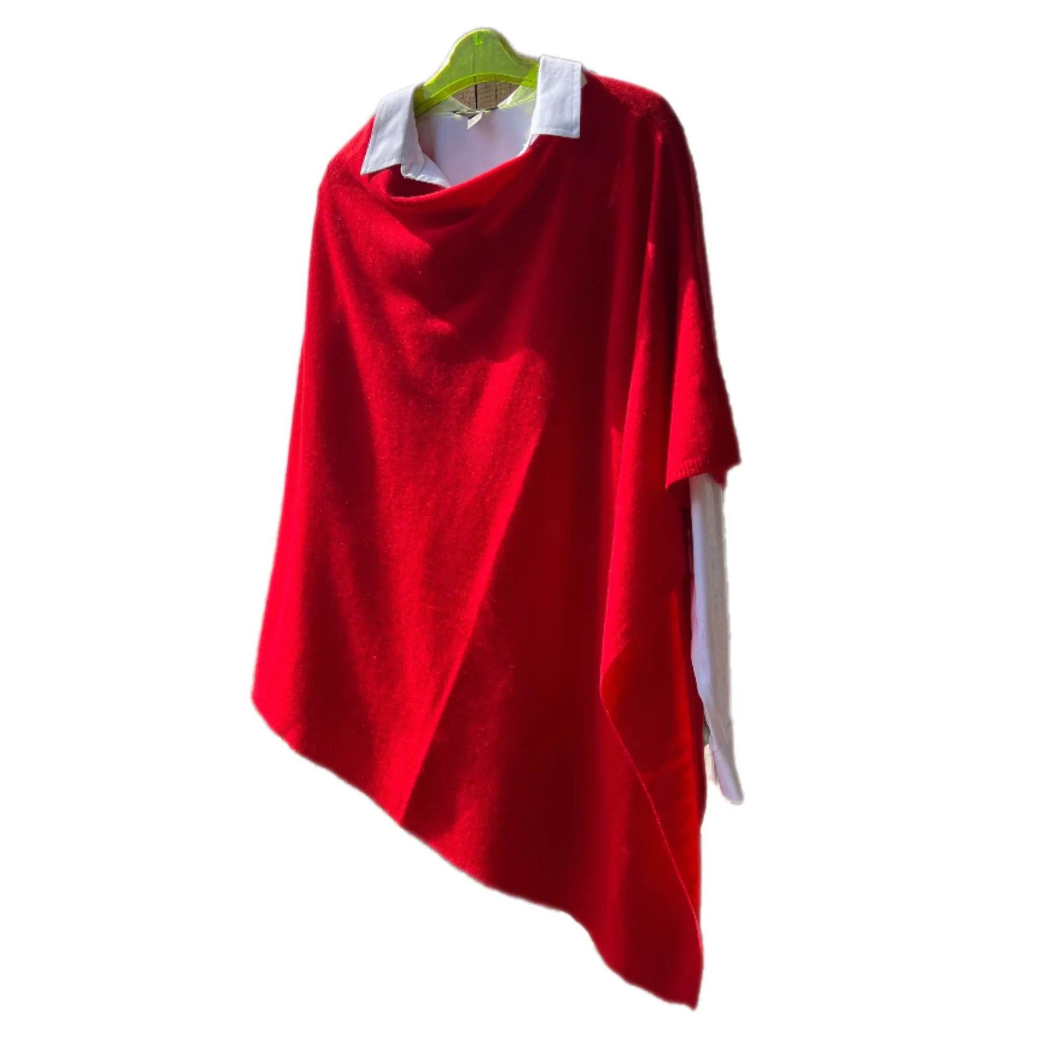 Women’s Pure Cashmere Red Wool Oversized Julian Poncho