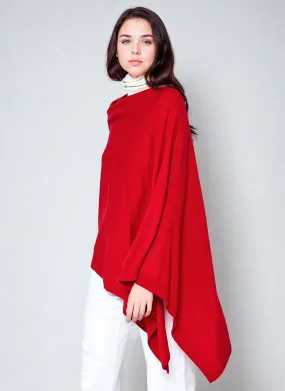 Women’s Pure Cashmere Red Wool Oversized Julian Poncho