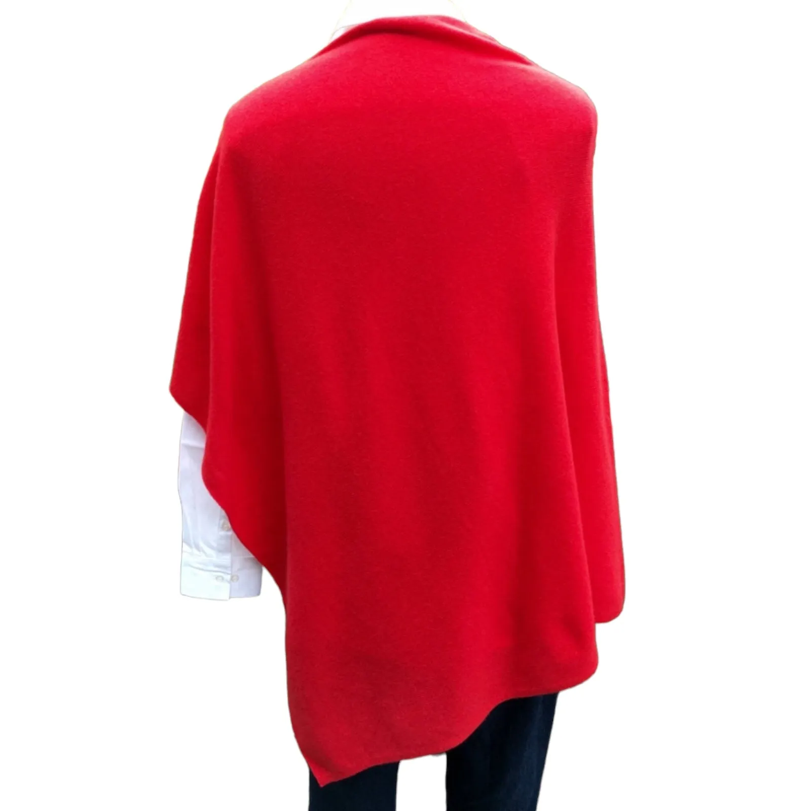 Women’s Pure Cashmere Red Wool Oversized Julian Poncho