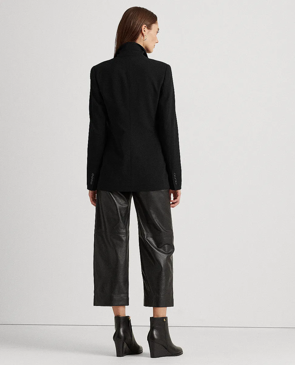 Wool Crepe Blazer In Black