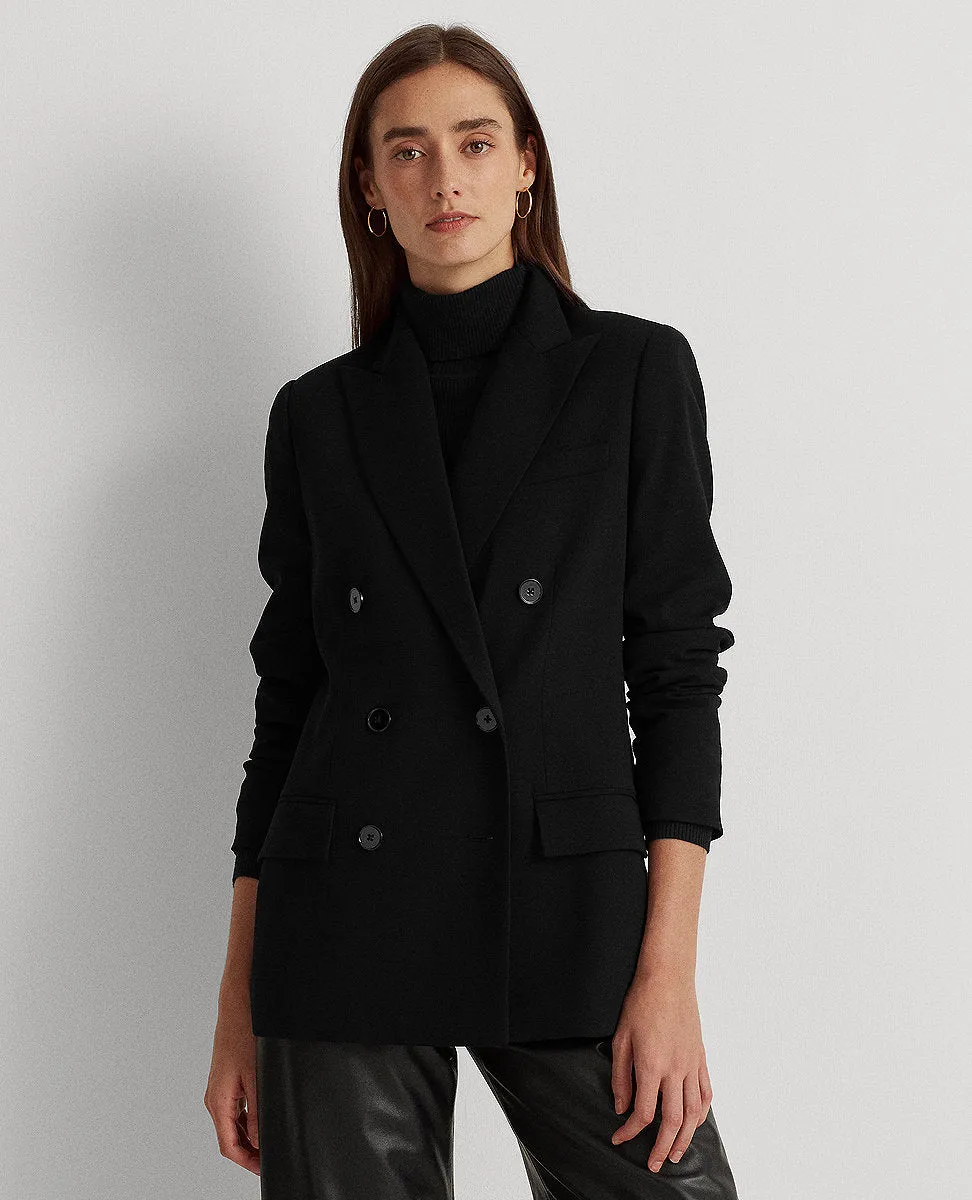 Wool Crepe Blazer In Black