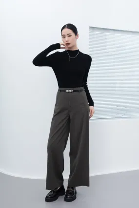 Wool Midi Collar Slim Sweater