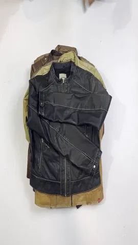 Y2K 90/s Structure Leather Jacket (RE-206)