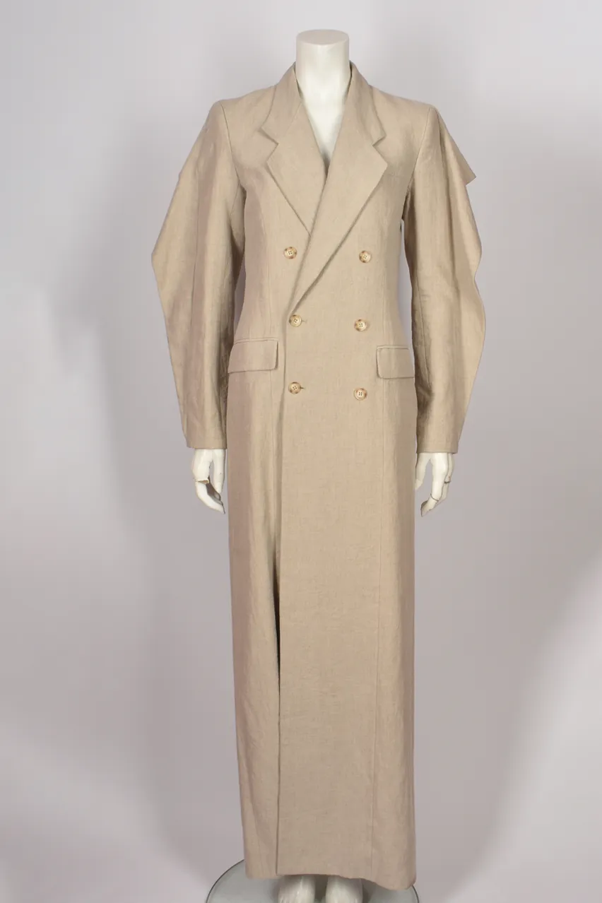 Y/PROJECT BEIGE CANVAS COAT WITH BACK RUFFLE