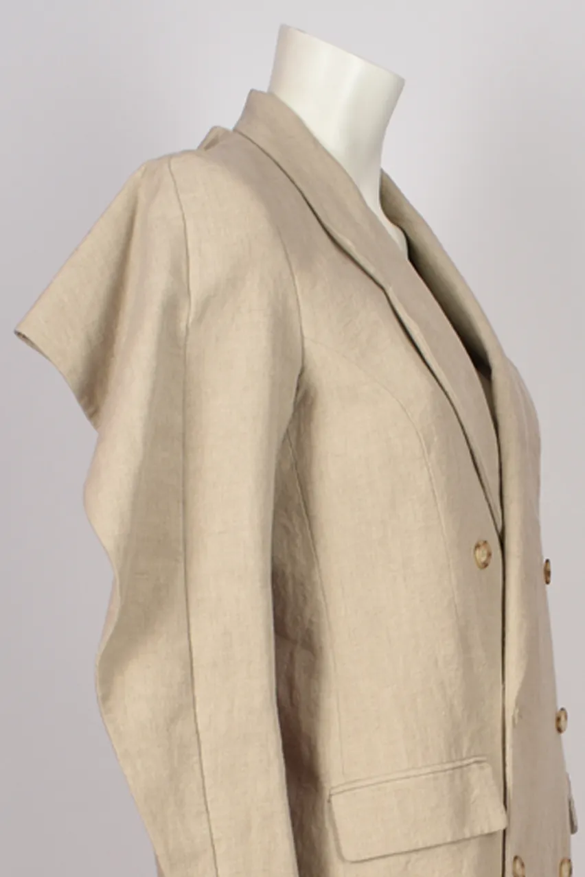 Y/PROJECT BEIGE CANVAS COAT WITH BACK RUFFLE